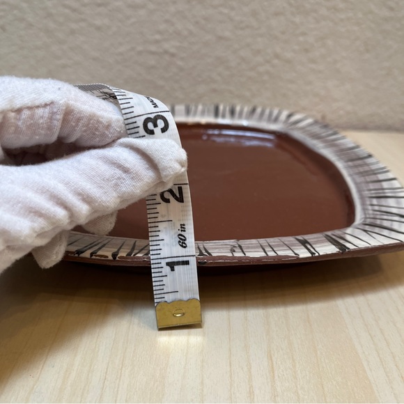 Plate, Square, Artist Made, Terra Cotta with Slip & Glaze. - Picture 2 of 6